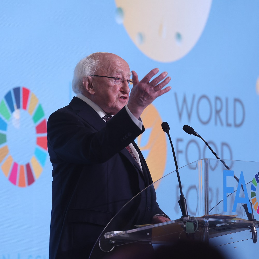 President of Ireland Michael D. Higgins giving speech at World Food Form